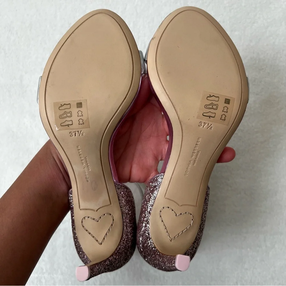 Sophia Webster Pink Glitter-Embellished Nicole Sandals Size 37.5
